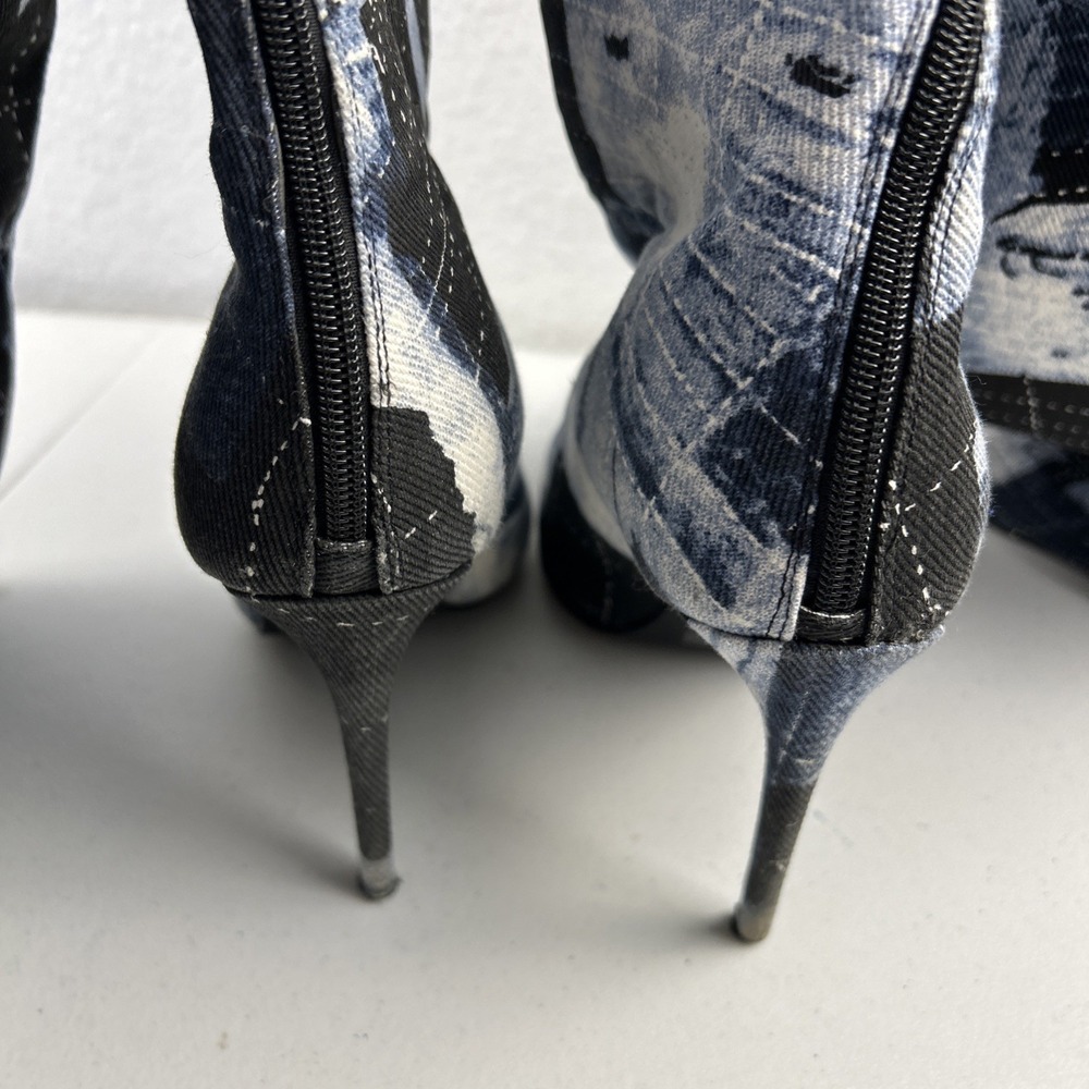 Shein Meriden Womens Rhinestone Denim‎ Thigh High Boots Size 11 - Picture 7 of 7